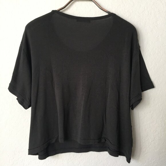 Zara Studded Cropped T Shirt Womens L Round Neck ROCKER Studded Embellishment - Picture 7 of 14